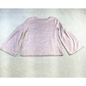 ana A New Approach Womens Bell Sleeve Knit Top Heathered‎ Mauve Pink L Large
